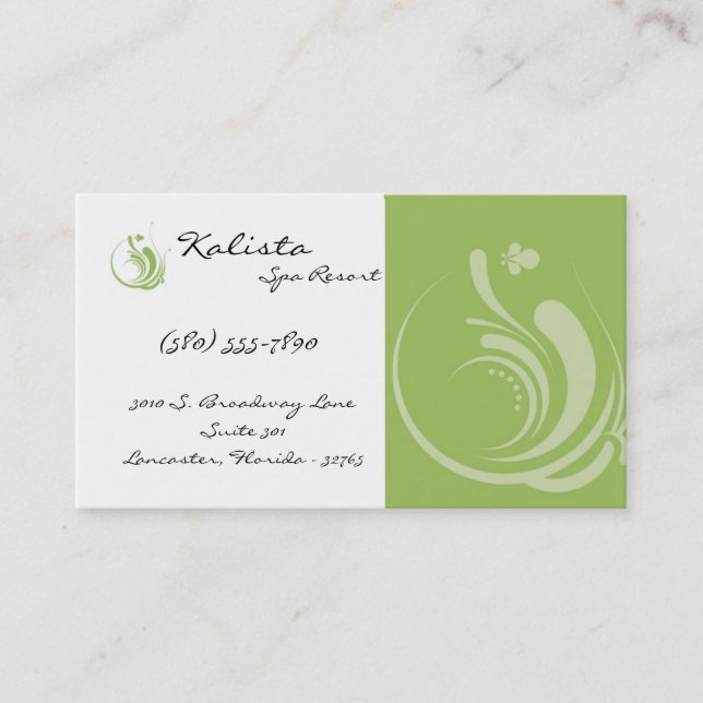 100 Green Logo Spa Resort Retreat Business Card (Front)