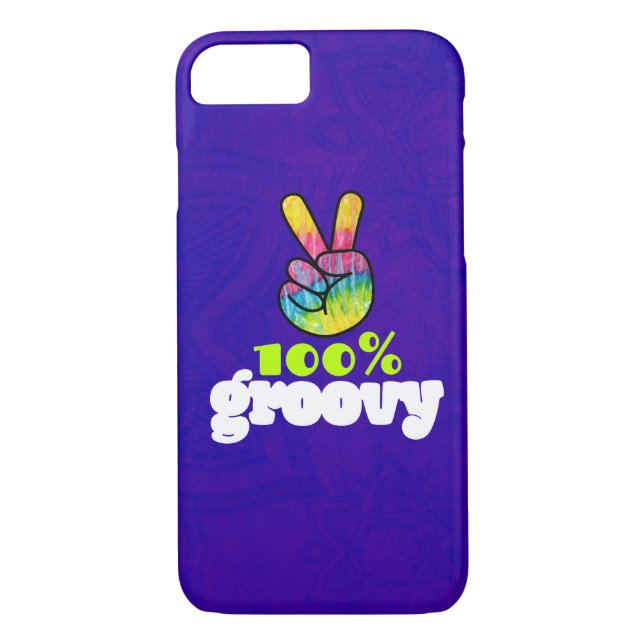 100% Groovy Rainbow Hand Peace Sign Case-Mate iPhone Case (Back)