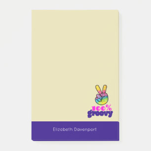 100% Groovy Rainbow Hand Peace Sign Post-it Notes