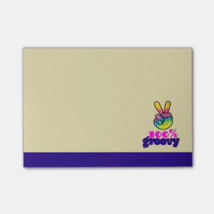100% Groovy Rainbow Hand Peace Sign Post-it Notes
