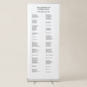 100 Guest Alphabetical Wedding Seating Chart Retractable Banner
