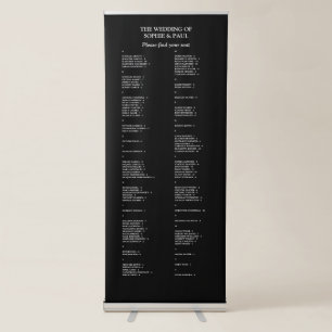 100 Guest Black Alphabetical Seating Chart Retractable Banner