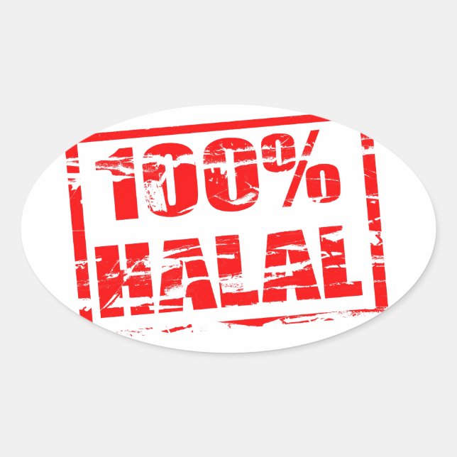 100% halal oval sticker (Front)