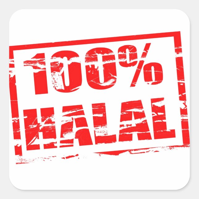 100% halal square sticker (Front)