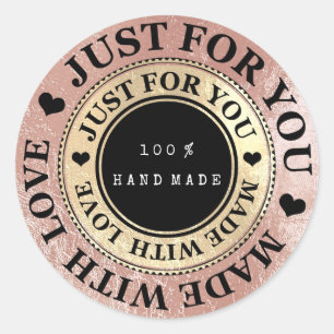 100% Hand Made Web Name Rose Gold Black White Classic Round Sticker