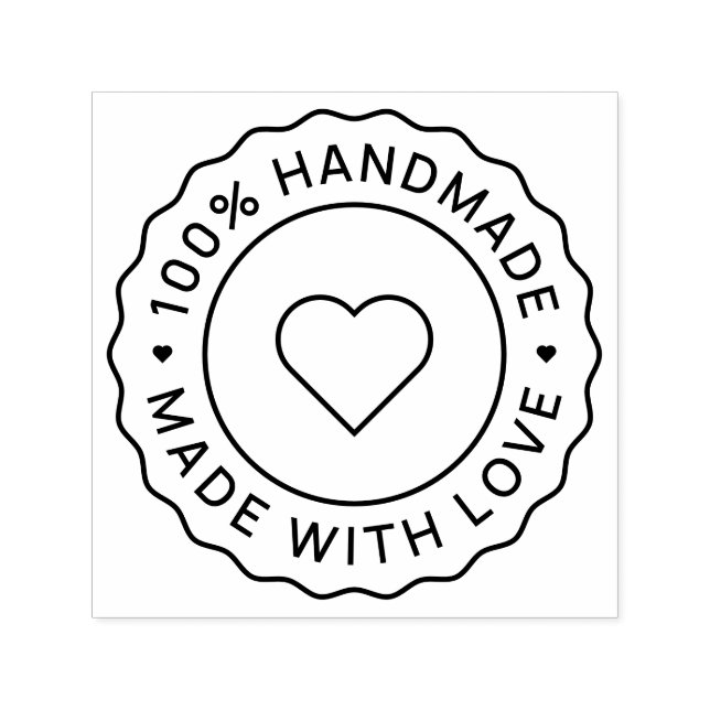 100% Handmade With Love Circle Self-inking Stamp (Design)