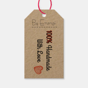 100% Handmade with Love - Vintage style gift tag