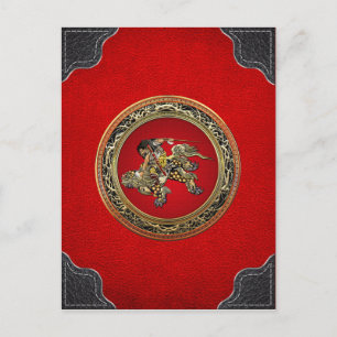 [100] Hokusai - Shoki Riding Shishi Lion Postcard