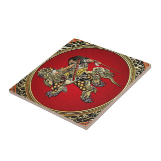 [100] Hokusai - Shoki Riding Shishi Lion Tile