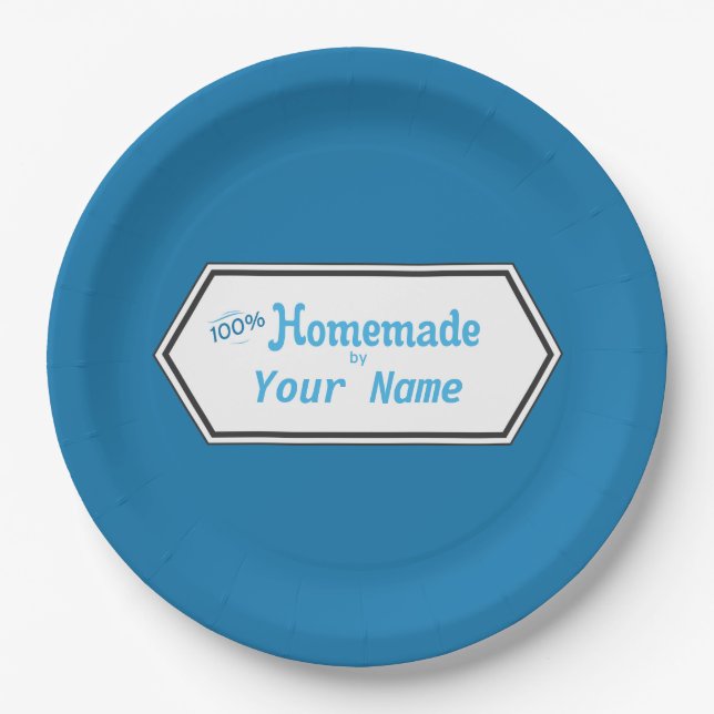 100% Homemade Food Label Paper Plate (Front)