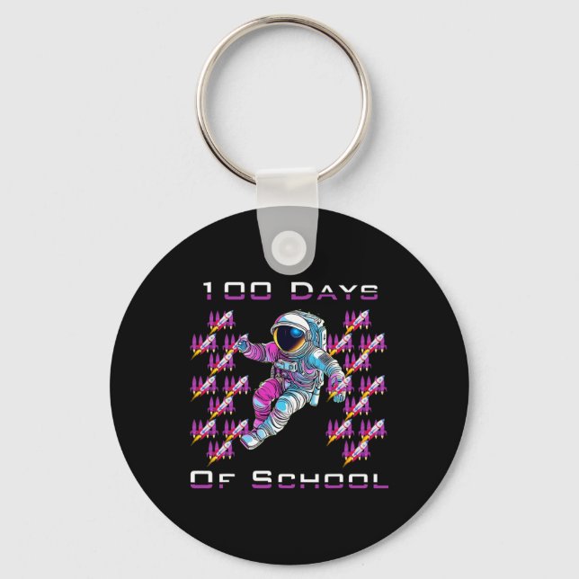 100 hundred Days of School Astronauts and Space Ro Key Ring (Front)