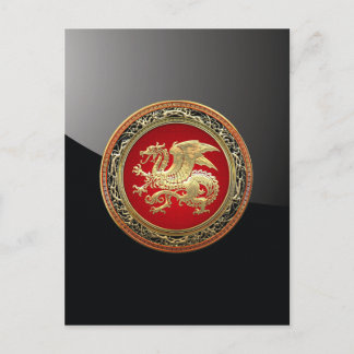 [100] Icelandic Dragon, Landvættir [Gold] Postcard