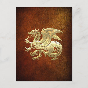 [100] Icelandic Dragon, Landvættir [Gold] Postcard