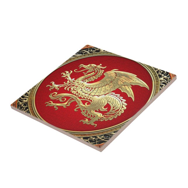 [100] Icelandic Dragon, Landvættir [Gold] Tile (Side)