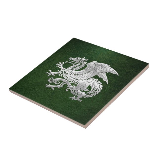 [100] Icelandic Dragon, Landvættir [Silver] Tile (Side)