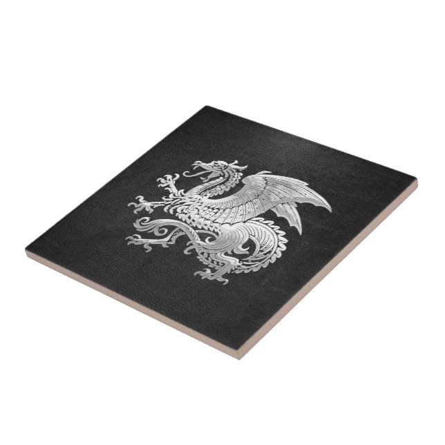 [100] Icelandic Dragon, Landvættir [Silver] Tile (Side)