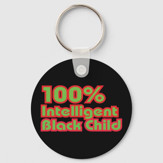 100% Intelligent Black Child Key Ring (Front)
