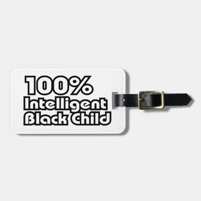 100% Intelligent Black Child Luggage Tag (Front Horizontal)