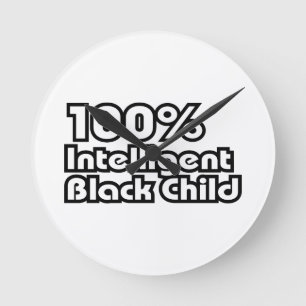 100% Intelligent Black Child Round Clock