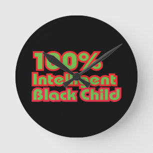 100% Intelligent Black Child Round Clock
