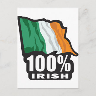 100% Irish Proud to Be Irish Postcard
