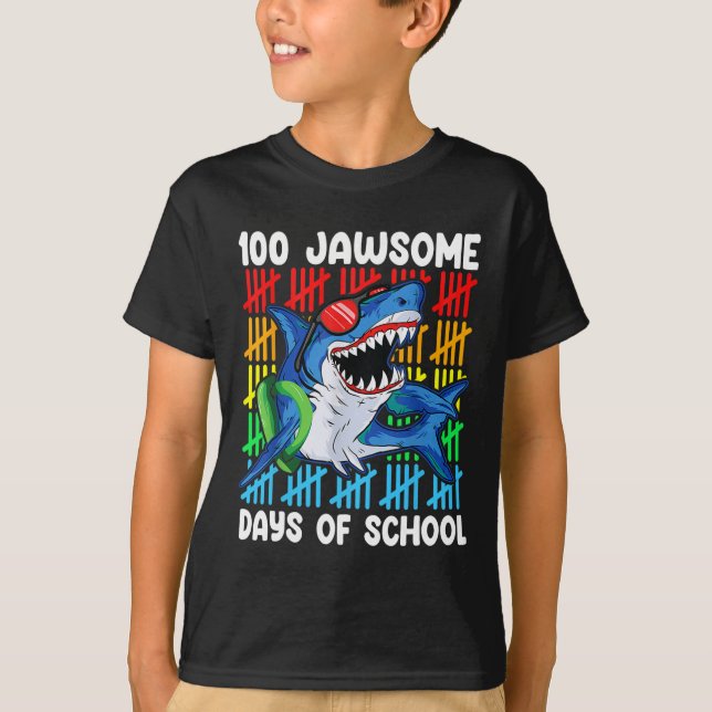 100 Jawsome Days Of School Happy 100th Days Of Sch T-Shirt (Front)