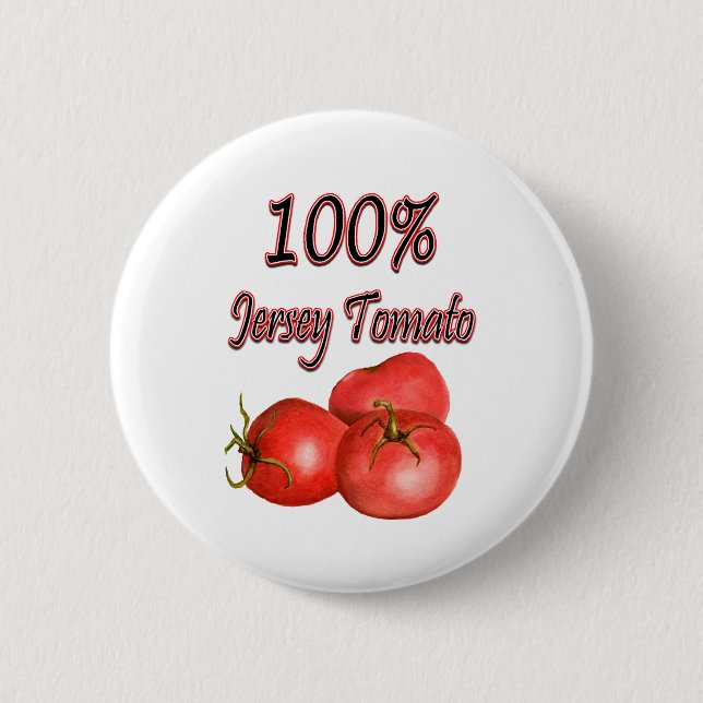 100% Jersey Tomato 6 Cm Round Badge (Front)