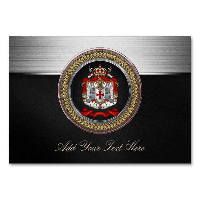 [100] Knights Templar Coat of Arms Table Number (Front)