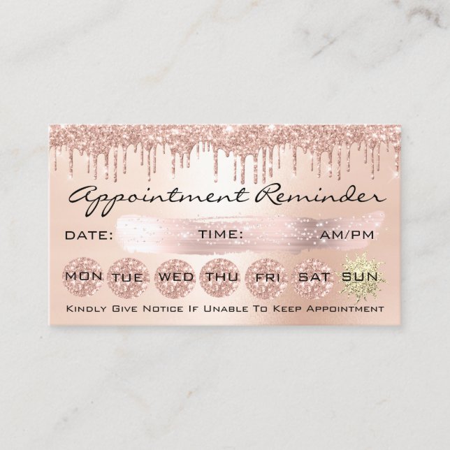 100 Lashes Appointment Reminder Rose Drips Blush Business Card (Front)