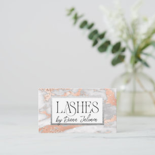 100 Lashes Appointment Reminder Rose Marble Business Card