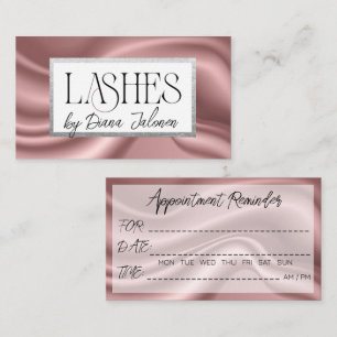 100 Lashes Appointment Reminder Rose Marble Business Card