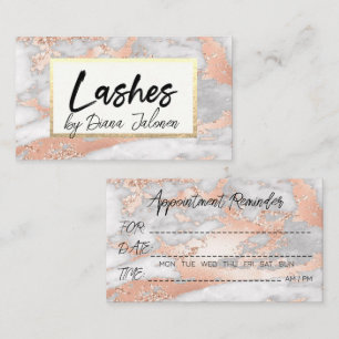 100 Lashes Appointment Reminder Rose Marble Business Card