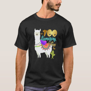 100 Llamazing Days Llama 100th Day Of School Girl T-Shirt