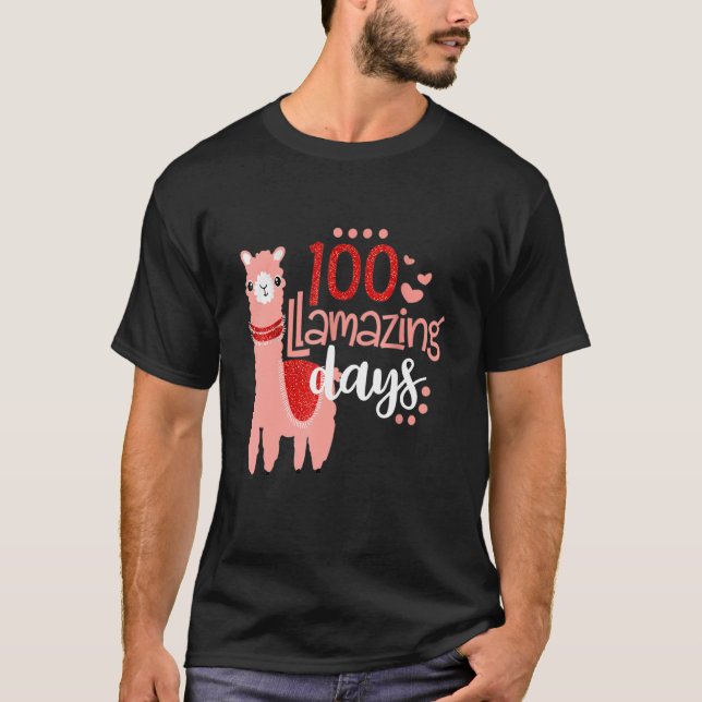 100 Llamazing Days Llama 100th Day Of School Teach T-Shirt (Front)