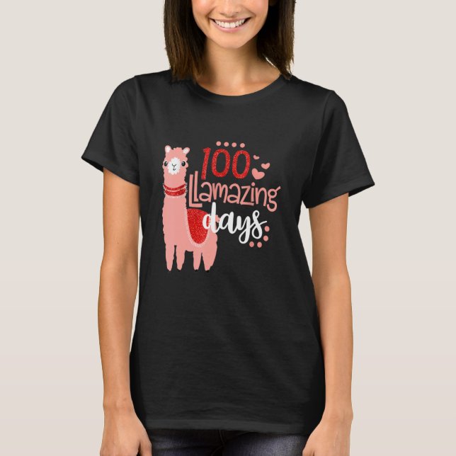 100 Llamazing Days Llama 100th Day Of School Teach T-Shirt (Front)