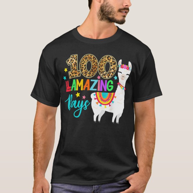 100 Llamazing Days Llama 100th Day of School Teach T-Shirt (Front)