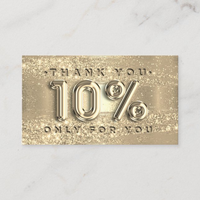 100 Logo QRCODE 10%OFF Code Gold Glitter Strokes Business Card (Front)