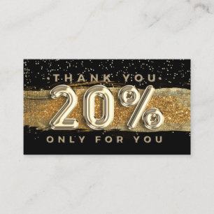 100  Logo QRCODE 20%OFF Thank You Black Gold Business Card