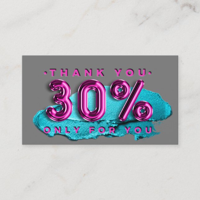 100  Logo QRCODE 30%OFF Code Makeup Pink Business Card (Front)