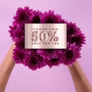 100 Logo QRCODE 50%OFF Code Rose Metal Pink Business Card