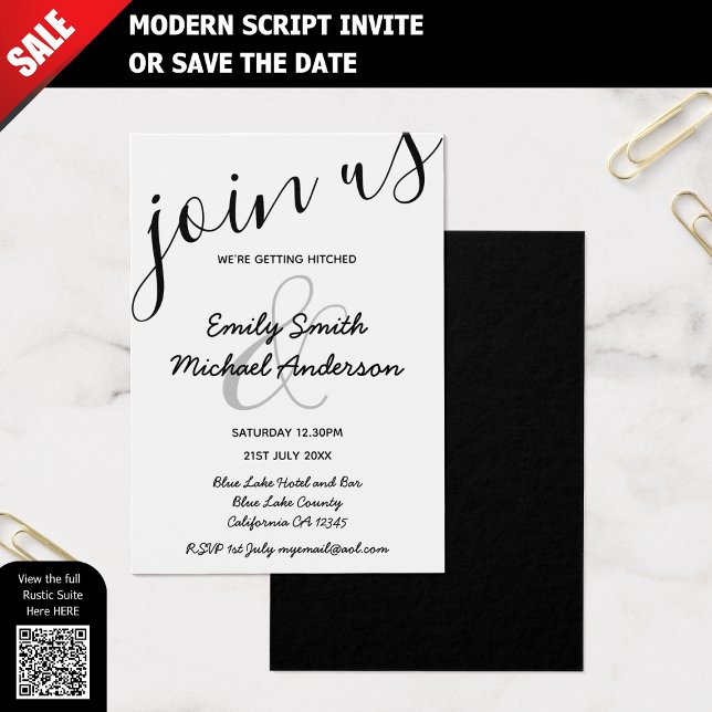 100 Low Budget Black White SMALL Wedding Invite (Creator Uploaded)