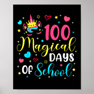 100 Magical Days 100th Day Of School Unicorn Girls Poster