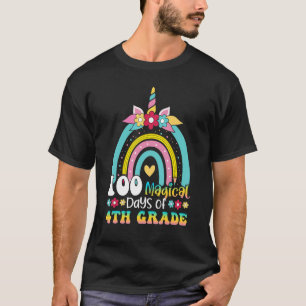 100 Magical Days of 4th Grade Unicorn Rainbow Kids T-Shirt