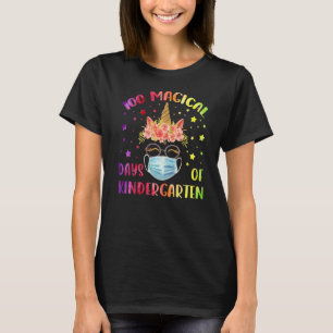 100 Magical Days of Kindergaeten Cute Unicorn Face T-Shirt