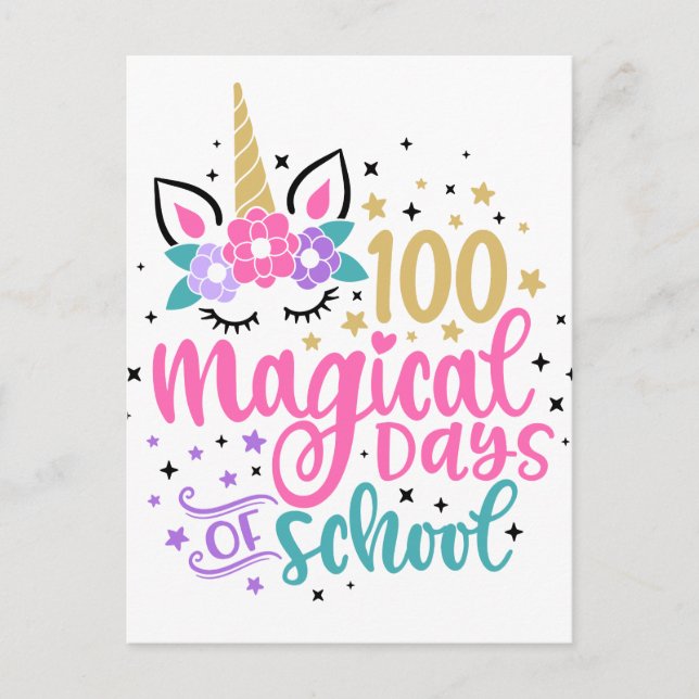 100 magical days of school Postcard (Front)