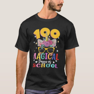 100 Magical Days Of School School Face Cute Unicor T-Shirt
