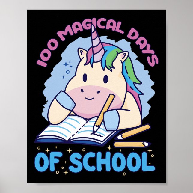 100 Magical Days Of School Unicorn 100 Days Of Sch Poster (Front)