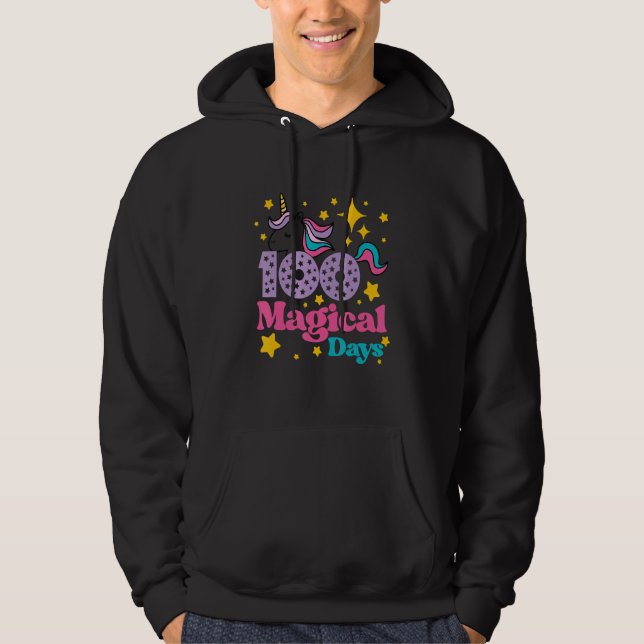100 Magical Days of School Unicorn Cute Face Happy Hoodie (Front)