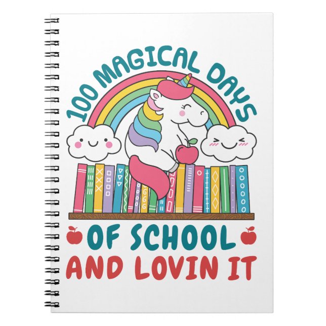 100 Magical Days of School Unicorn Notebook (Front)