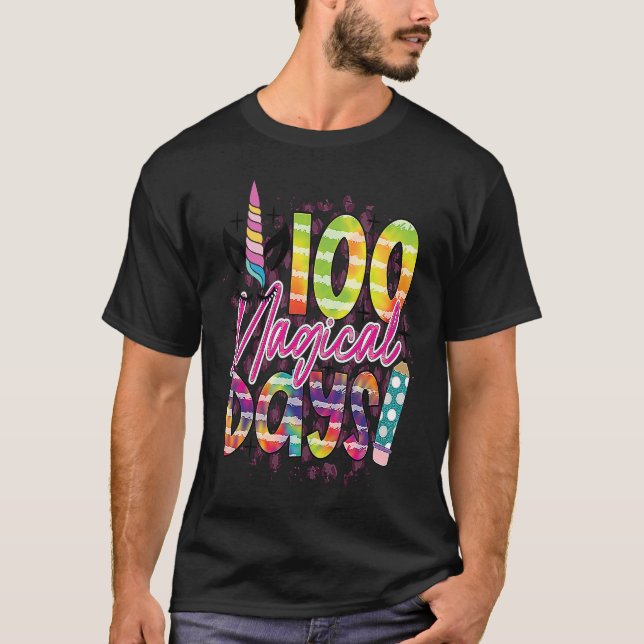100 magical days of school unicorn student teacher T-Shirt (Front)